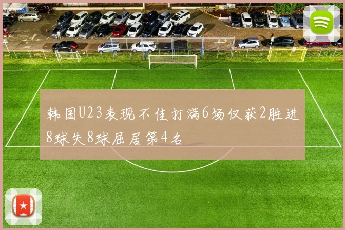韩国U23表现不佳打满6场仅获2胜进8球失8球屈居第4名